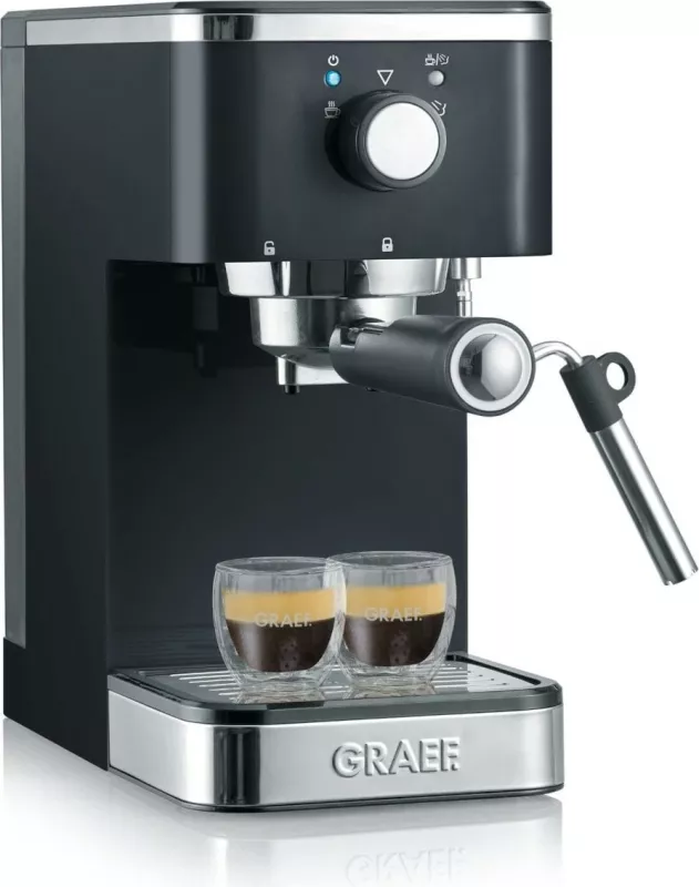 Makinë espresso Graef ES 402, 1.25 L, Kafe e bluar, 1400 W, E zezë, Çelik satinat