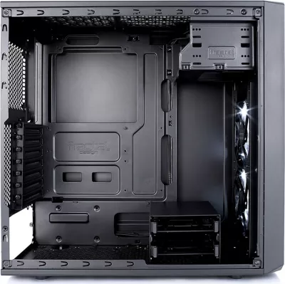 Kasë Fractal Design Focus G Midi Tower, ATX, micro ATX, ITX, e zezë, me dritare anësore dhe LED të bardhë