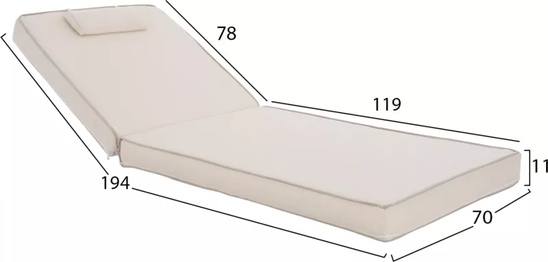 Jastëk për shezlong, ngjyrë bezhë, FH11237.60T, 198(119+1+78)x70x10 cm
