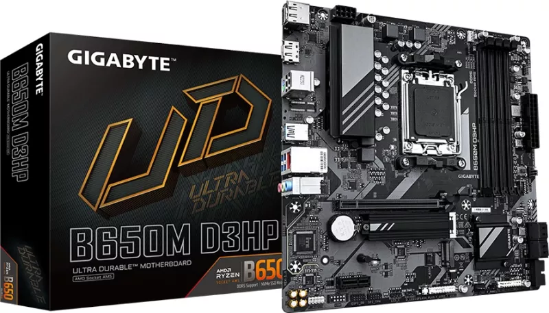 Pllakë amë GIGABYTE B650M D3HP, AM5, mATX, 4xDDR5, 2xM.2, 2.5GbE, HDMI/2xDP, USB-C
