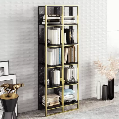 Raft librash Hanah Home, Polka 2, i zi dhe i artë (2 copë)