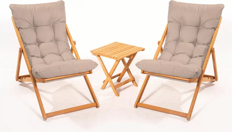 Set tavoline me karrige për oborr (3 copë), Hanah Home, My005, kafe/natyrale