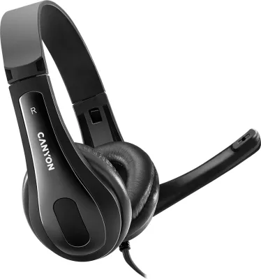 Kufje me mikrofon CANYON CHSU-1 USB, kabllo 2 m, stereo, të zeza