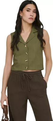 Jelek për femra Jacqueline de Yong Jdymilan Linen S/L Waistcoat Tlr 15366390, e gjelbër ulliri