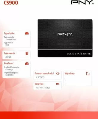 SSD PNY CS900 250GB 2.5\" SATA III (SSD7CS900-250-RB)