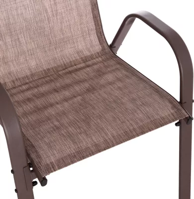 Karrige për jashtë LEON, kornizë metali ngjyrë kafe & tekstilene-4 copë, 55x70x91Hcm., set prej 4 copësh