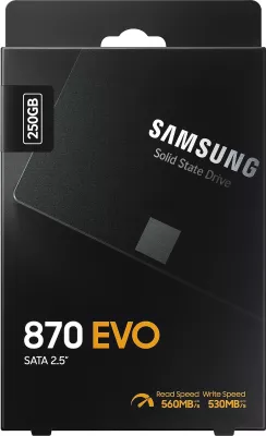 SSD Samsung 870 EVO, 250 GB, 2.5", 560 MB/s, 6 Gbit/s, e zezë