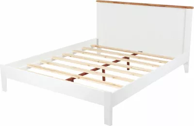 Krevat dopio Skye Decor, stil modern country, 160x200 cm, bardhë dhe lis