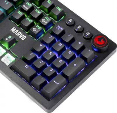 Tastierë mekanike Marvo KG917, RGB, full size 107 tasta, switch Blue, me kabllo, e zezë