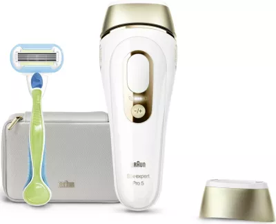 IPL Braun Silk-expert Pro 5 PL5052, sensor lëkure, 2 moda, bardhë-ari