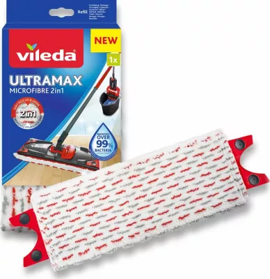 Insert për mop Vileda Ultramax 155747, mikrofibër 2në1, 1x, e bardhë/kuqe