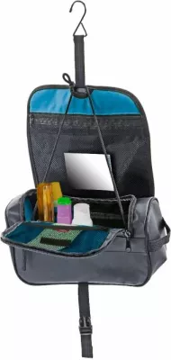 çantë tualeti (toiletry bag) BRUNNER Body & Soul 9004015N.C73, me grep për varje dhe pasqyrë, e palosshme, PVC/poliester, e zezë