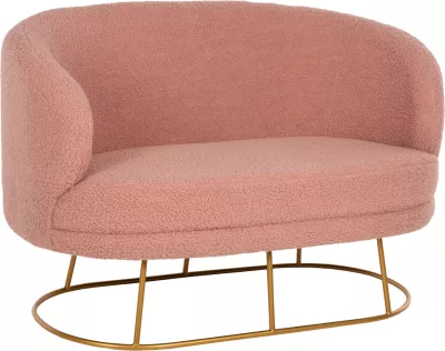 Divan 2-vendësh ARIEN FH8492.22 ngjyrë rozë e zbehtë boucle dhe bazë metali ari 130x75x85Hcm