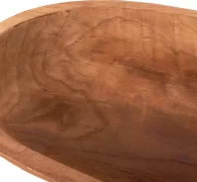 Enë ovale dekorative, dru teak i ricikluar, ngjyrë natyrale, 55x30x7H cm