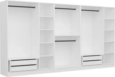 Dollap rrobash Skye Decor, i bardhë, 360x210x52cm, 8 pjesë