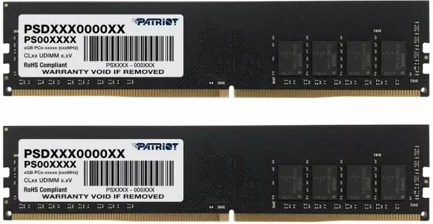 RAM Memorje Patriot Signature Line PSD416G3200K 16GB (2x8GB) DDR4 3200MHz CL22 UDIMM 1.2V, PCB e zezë, set 2 copë
