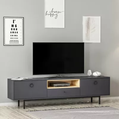 Komodë TV Skye Decor, ngjyrë natyrale-antracit