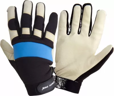 Dorëza pune LAHTI PRO L280411K, lëkurë derri, madhësi XXL, blu-zi