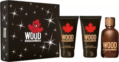 Set Eau de Toilette për meshkuj Dsquared2 Wood Pour Homme, 100ml + shower gel 100ml + aftershave balm 100ml