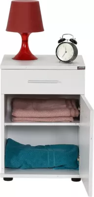Komodinë e bardhë për dhomë gjumi, Hanah Home, Kmd-511-Bb-1