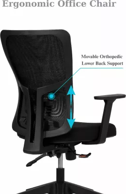 Karrige zyre ergonomike, ngjyrë e zezë, Skye Decor, 108 cm