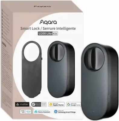 bravë smart Aqara U200 Lite EL-D03D, Matter over Thread, Bluetooth/NFC, bateri 2000mAh, USB-C, e zezë, kit