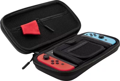 Kasë udhëtimi PDP Nintendo Switch Travel Case Plus 1-Up Glow in the Dark, me mbajtëse të integrume, e zezë/jeshile