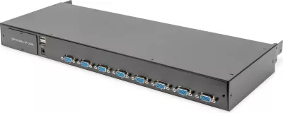 Konsolë rackmount Digitus 19" LCD, KVM 8-port, VGA, US, e zezë