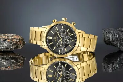 Orë dore meshkuj Giewont GW8510-B5, gold black, set