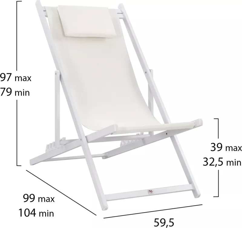 Karrige lounge profesionale KEA FH5076.04 alumini & textilene, ngjyrë e bardhë, 59,5x102,5x94H cm