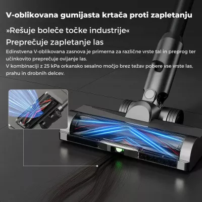 Fshesë me korrent vertikale pa kabllo Uwant V500G 25000Pa, stacion auto-zbrazje 60 ditë, 40 min, gri, set me aksesorë + 2 qese pluhuri