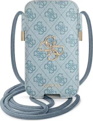 Çantë telefoni Guess 4G Big Metal Logo 6.7\" (180x105mm) blu, në kuti