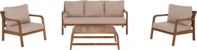 Set lounge për oborr 4 pjesë PORTIA FH6534, dru akacie, mbulesa jastëkësh bezhë e çelët