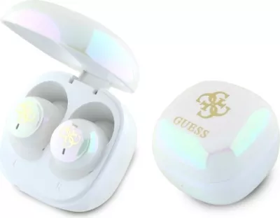 Kufje Bluetooth Guess GUTWSJ144ESH TWS me stacion dokimi, të bardha