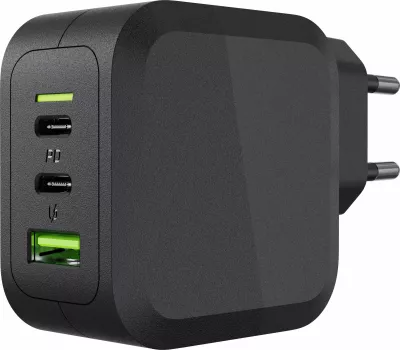 Karikues rrjeti Green Cell PowerGaN 65 W, 2x USB-C + 1x USB-A, 3.25 A, i zi