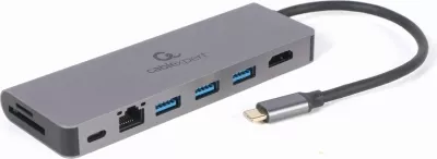Përshtatës USB, Gembird A-CM-COMBO5-05, 5x porte, type-C, hiri