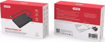 Kasë e jashtme për HDD/SSD 2.5" Unitek DiskGuard Raiden Y-3036A USB-C 5Gbps SATA III UASP, e zezë