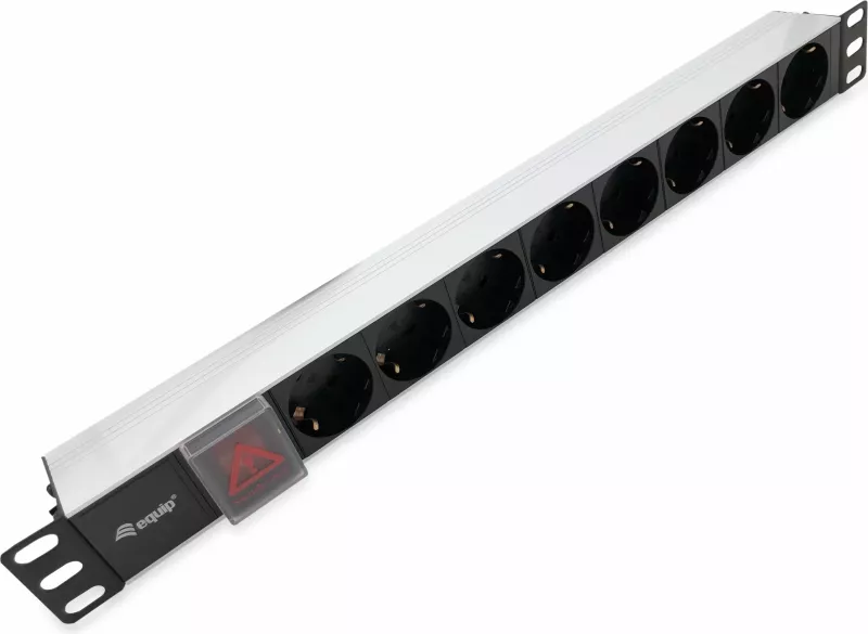 Listë prizash rack Equip 19" 8x Schuko, 1.8m, alumini