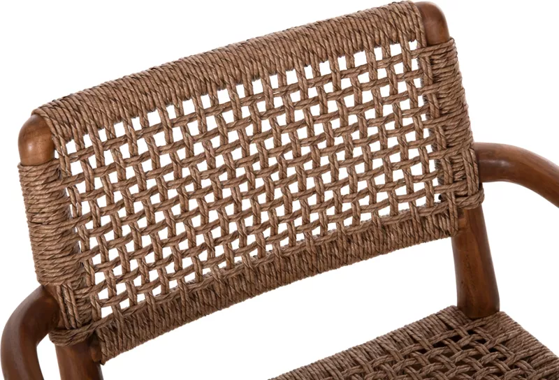 Karrige për ngrënie ROSCO FH6132.01 dru TEAK ngjyrë arre, litar VIRO ngjyrë kafe, 56x54.5x78H cm