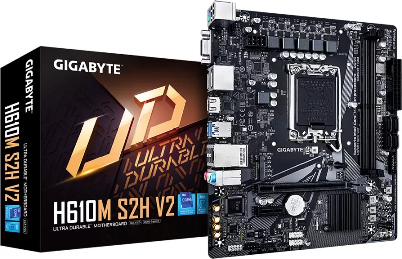 Pllakë amë Gigabyte H610M S2H V2 LGA1700, 2x DDR5 deri 64GB, mATX, 1x M.2, HDMI/DP, GbE LAN (Retail)