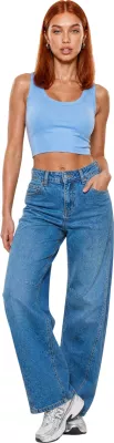 Crop top për femra I am BASIC 1947, blu e çelët [Madhësia: S]