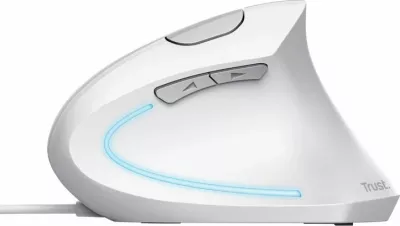Maus Trust Verto 25133, ergonomik vertikal, USB me kabllo, 1600 DPI, 6 butona, i bardhë