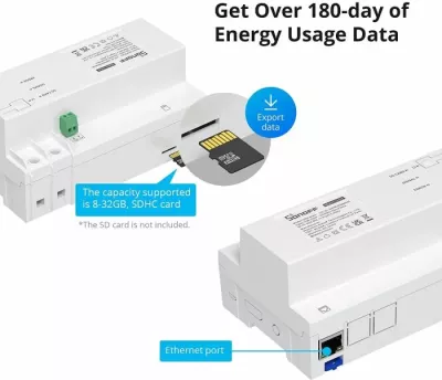 Switch smart Wi-Fi SONOFF SPM-4Relay, 4-kanal, matje energjie, 20A/kanal, 100-240V, RS-485, e bardhë