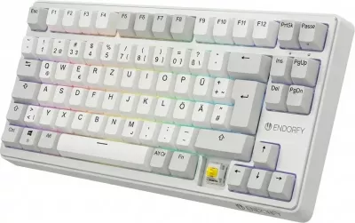 Tastierë mekanike Endorfy Thock V2 75% Wireless, DE Layout, Yellow Switches, e bardhë