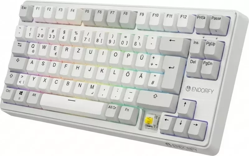 Tastierë mekanike Endorfy Thock V2 75% Wireless, DE Layout, Yellow Switches, e bardhë