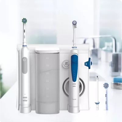 Furçë dhëmbësh elektrike me irigator oral, Oral-B, Oral Health Center + Pro 1 (840825), e bardhë, set