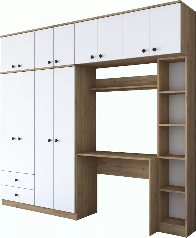 Set dhome për studim, ngjyrë arrë dhe e bardhë, BA122 - 2697