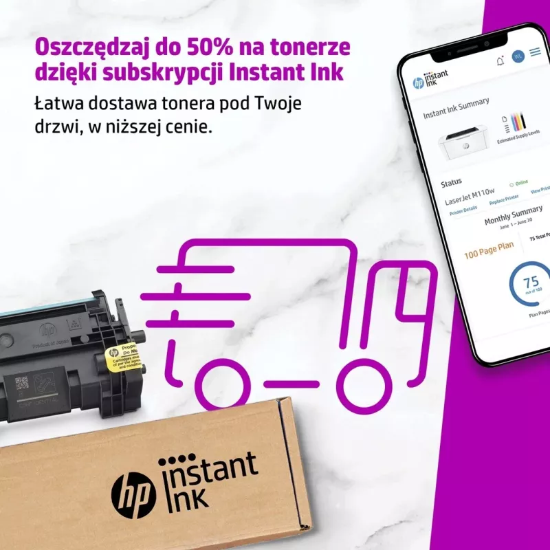 Printer Laser HP LaserJet M110w, për zyrë të vogël, në ngjyrë të bardhë