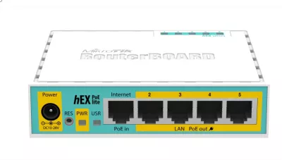 Router MikroTik hEX PoE, 5 porte gigabit, i bardhë