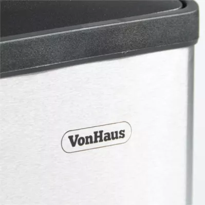 Kosh mbeturinash VONHAUS 07/630 36L (12L+24L) me ndarje, çelik inox, me pedale me ngjyra, gri/zi